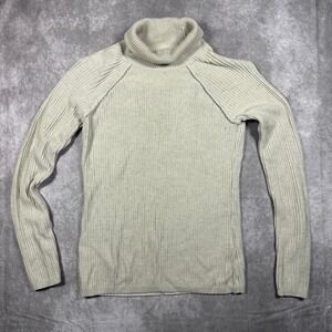 Abercrombie & Fitch Womens XS Beige Ribbed Turtleneck Sweater Back Cutout Raglan